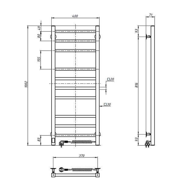 Електрична рушникосушарка Navin Loft 400х1000 Sensor з таймером, нержавіюча, права 10-043053-4010 фото