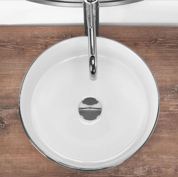 Умивальник (раковина) REA SAMI BRUSHED SILVER WHITE накладний REA-U3304 фото