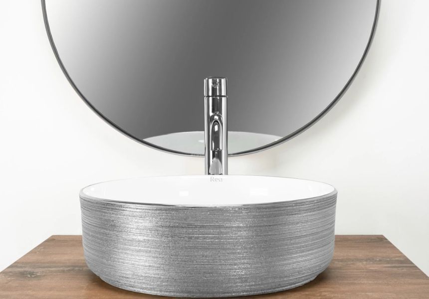 Умивальник (раковина) REA SAMI BRUSHED SILVER WHITE накладний REA-U3304 фото