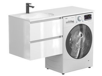 Тумба підвісна LUMO Біла глянцева з умивальником NEW YORK 1200 L Miraggio 8815227 фото