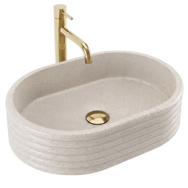 умивальник Rea Nicoletta Beige 50x36 матовий, бежевий, імітація каменю (REA-U7346) REA-U7346 фото