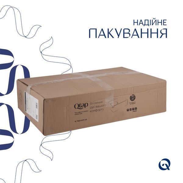 Комплект Qtap Dove: Раковина накладна овальна 635x420x150 мм White + Донний клапан PU02O QT06113077WN47309 фото