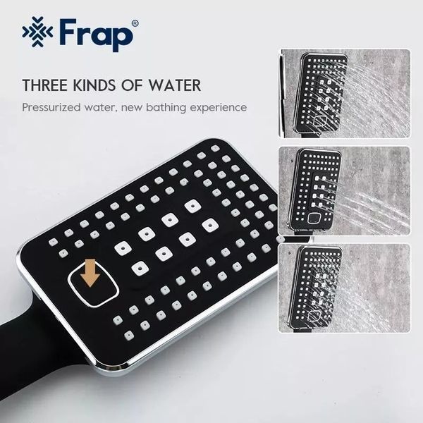 Душева система Frap F2457, поворотний вилив - перемикач на лійку/душ, 3 режими, чорний/хром F2457 фото