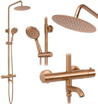 Душовий гарнітур REA LUNGO BRUSHED COPPER з термостатом та виливом REA-P8807 фото