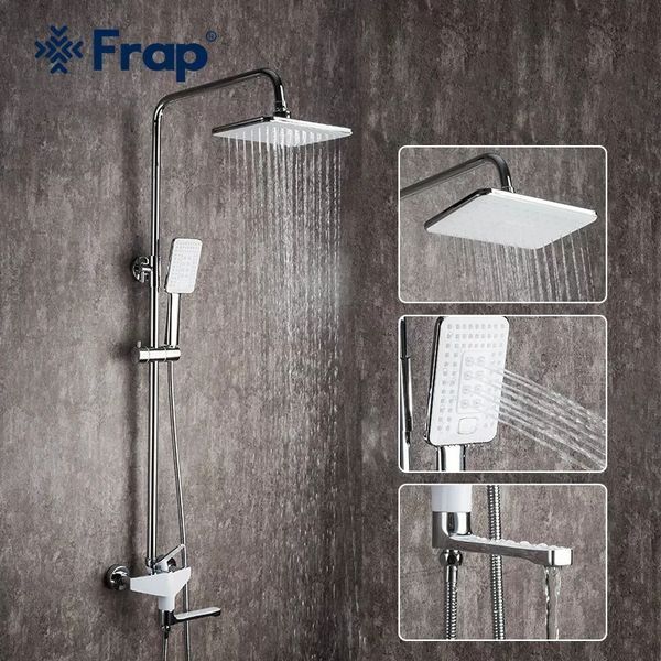 Душева система Frap F2458, поворотний вилив - перемикач на лійку/душ, 3 режими, білий/хром F2458 фото