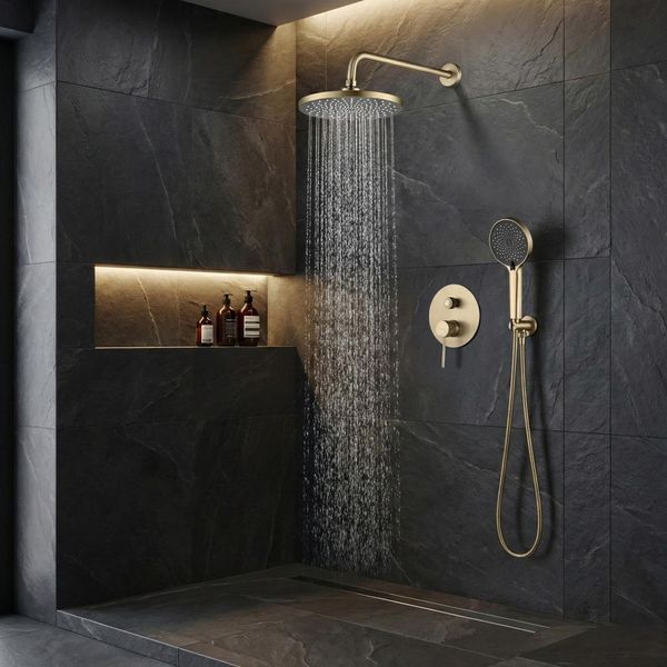душова система прихованого монтажу Rea Lungo Stripe brushed gold (REA-P9492) REA-P9492 фото