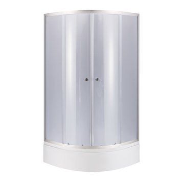 Душова кабіна Latwa SC90x90.SAT.MID.GR полукругла, скло тон. 4 мм + Душовий піддон KAPIELKA ST90x90x26, з панеллю Lidz LLSC9090SATMIDGR2SET фото