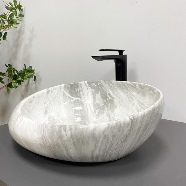 Умивальник (раковина) VBI RICCIA LIGHT STONE GLOSSY накладний VBI-017202 фото