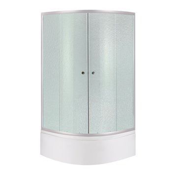 Душова кабіна Latwa SC90x90.SAT.HIGH.FR полукругла, скло Frost 4 мм + Душовий піддон KAPIELKA ST90x90x41, з панеллю Lidz LLSC9090SATHIGHFR2SET фото