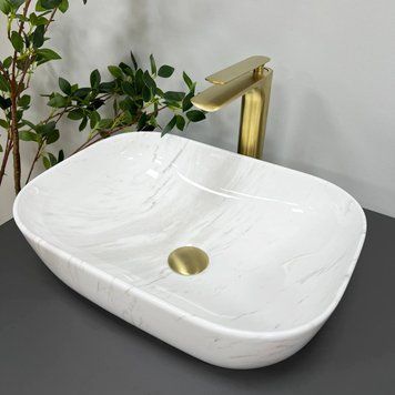 Умивальник (раковина) VBI RAVENNA MARBLE NATURE GLOSSY накладний VBI-011208 фото