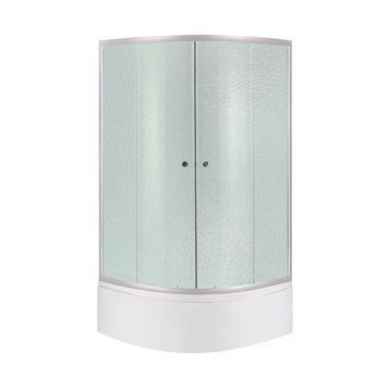 Душова кабіна Latwa SC80x80.SAT.HIGH.FR полукругла, скло Frost 4 мм + Душовий піддон KAPIELKA ST80x80x41, з панеллю Lidz LLSC8080SATHIGHFR2SET фото