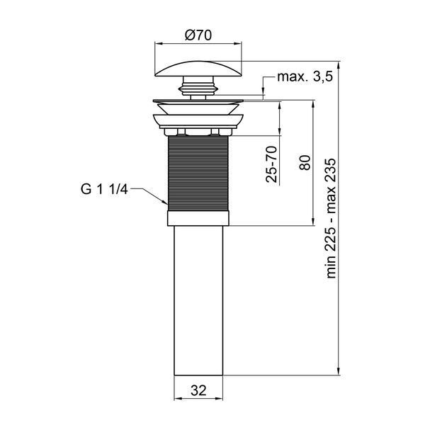 Донний клапан для раковини Qtap PU02 225х70х70 White QT066PU02W фото
