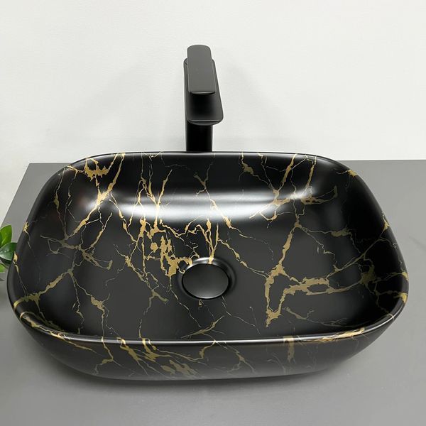 Умивальник (раковина) VBI RAVENNA MARBLE BLACK MATT накладний VBI-011209 фото