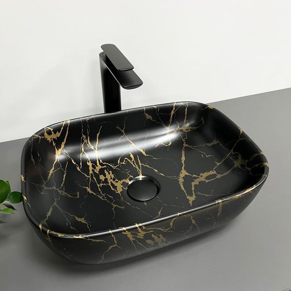 Умивальник (раковина) VBI RAVENNA MARBLE BLACK MATT накладний VBI-011209 фото