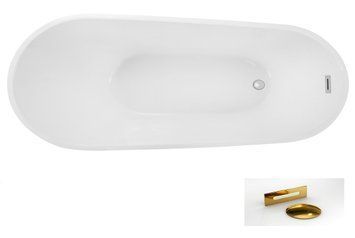 Ванна акрилова вільностояча MELODY 170х80 з сифоном з переливом золото NAVARA63882 фото
