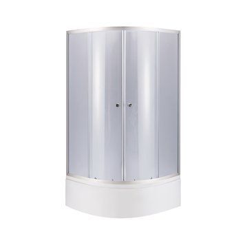 Душова кабіна Latwa SC80x80.SAT.HIGH.GR полукругла, скло тон. 4 мм + Душовий піддон KAPIELKA ST80x80x41, з панеллю Lidz LLSC8080SATHIGHGR2SET фото