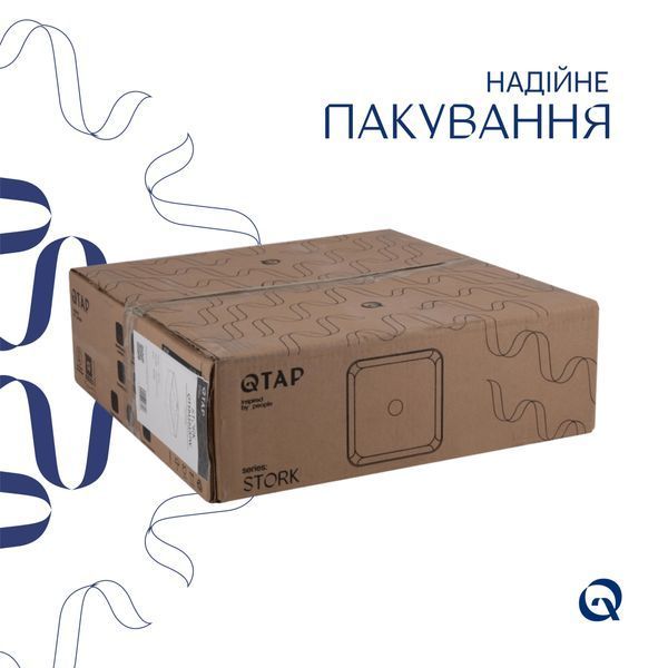 Комплект Qtap Stork: Раковина накладна квадратна 430x430x125 мм White + Донний клапан PU02 QT15112194WN47318 фото