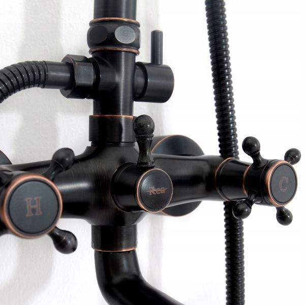 Душовий гарнітур REA RETRO OLD BLACK чорний з виливом REA-P2366 фото