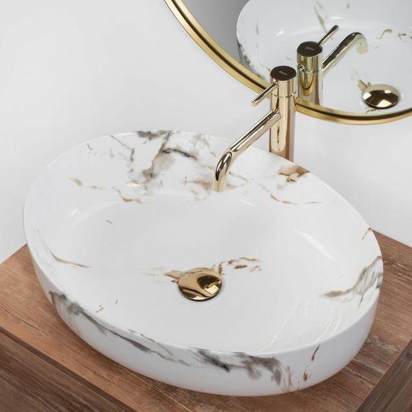 Умивальник (раковина) REA QUEEN CARRARA SHINY накладний * REA-U1232 фото