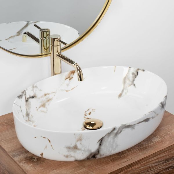 Умивальник (раковина) REA QUEEN CARRARA SHINY накладний * REA-U1232 фото