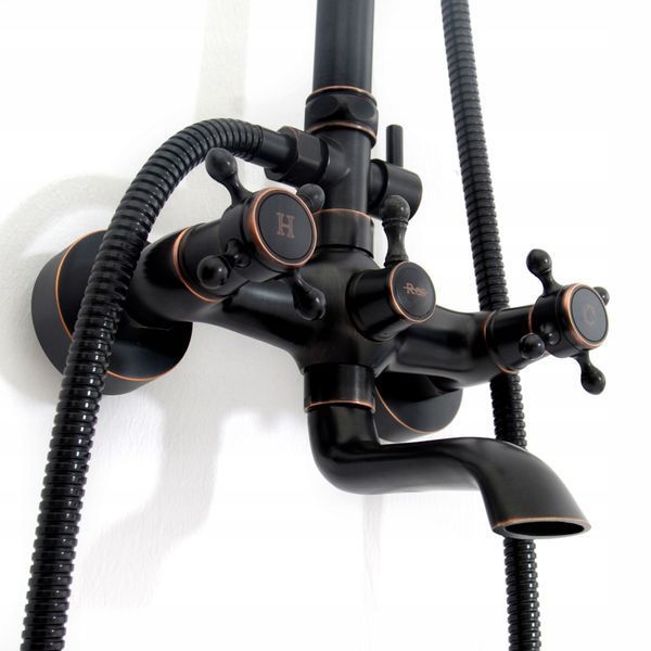 Душовий гарнітур REA RETRO OLD BLACK чорний з виливом REA-P2366 фото