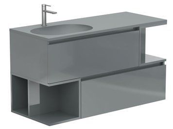Тумба підвісна URBAN Сіра глянцева з умивальником NEW YORK 1200 L Miraggio 8815632 фото