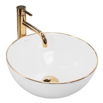 Умивальник (раковина) REA STELLA WHITE GOLD EDGE білий накладний REA-U7445 фото