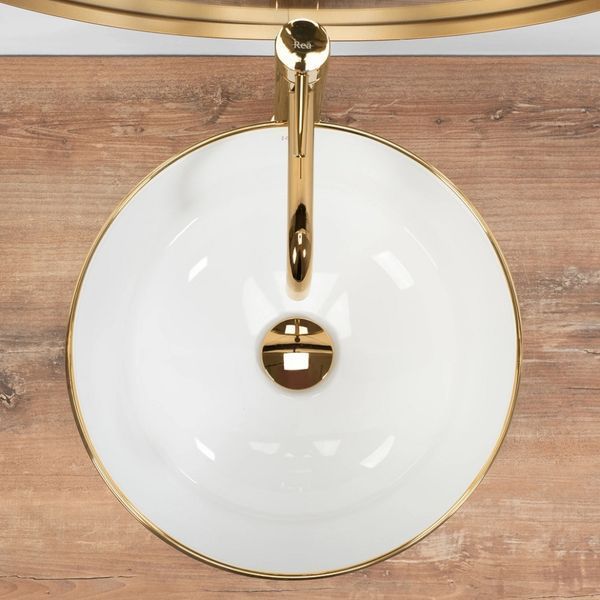 Умивальник (раковина) REA STELLA WHITE GOLD EDGE білий накладний REA-U7445 фото