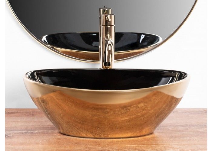 Умивальник (раковина) REA SOFIA GOLD BLACK накладний * REA-U4527 фото