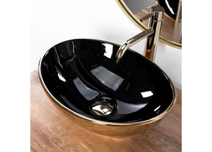 Умивальник (раковина) REA SOFIA GOLD BLACK накладний * REA-U4527 фото