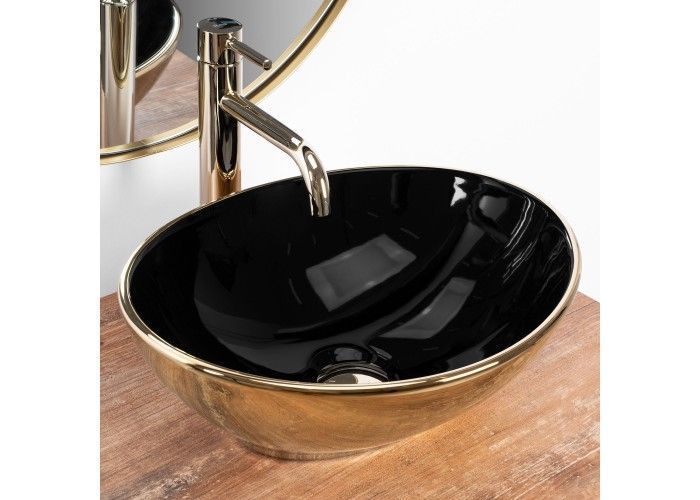 Умивальник (раковина) REA SOFIA GOLD BLACK накладний * REA-U4527 фото