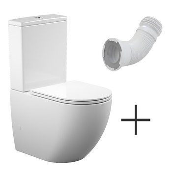 ROUND SMART комплект : унітаз підлоговий з сидінням Soft-close + бачок, змив Tornado + гнучка підводка RN-0630-RQ-C+RN-0630-RQ-T+KP-6001 фото