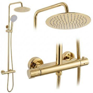 душова система для душу з термостатом Rea Lungo gold (REA-P6732) REA-P6732 фото
