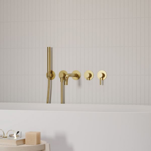 Змішувач для ванни Omnires Y на 5 отворів brushed gold (Y1237/1glb) Y1237/1GLB фото