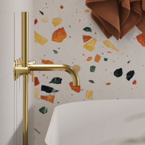 Змішувач для ванни Omnires Y на 5 отворів brushed gold (Y1237/1glb) Y1237/1GLB фото