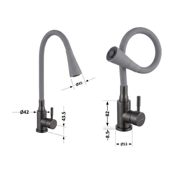 Смеситель для кухни Lidz Aria 015F31 (k35) с гибким изливом LDARI015F31GGRP49567 Graphite/Grey SD00055691 фото