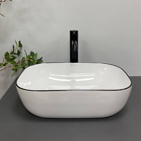 Умивальник (раковина) VBI RAVENNA WHITE BLACK EDGE накладний VBI-011224 фото
