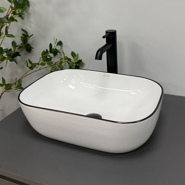 Умивальник (раковина) VBI RAVENNA WHITE BLACK EDGE накладний VBI-011224 фото