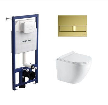 Інсталяція Koller Pool Dune 1200SL + Neon Gold панель змиву + підвісний унітаз Round Smart з сидінням Soft-close ( змив Tornado 3,0 ) 9f354dff-2e1f-11ef-bb6b-a0423f42a789 фото