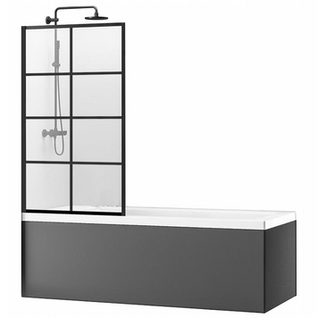 Шторка для ванни REA LAGOS-1 FIX 80 BLACK постійна REA-K4561 фото