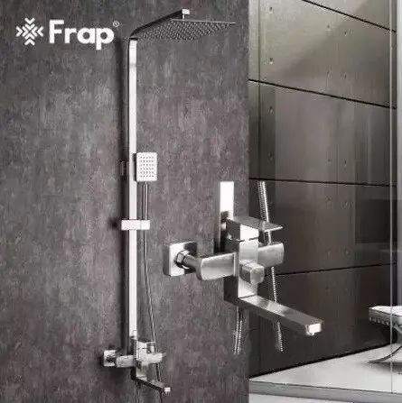 Душева система Frap F24802, поворотний вилив - перемикач на лійку, 1 режим, нержавіюча сталь F24802 фото