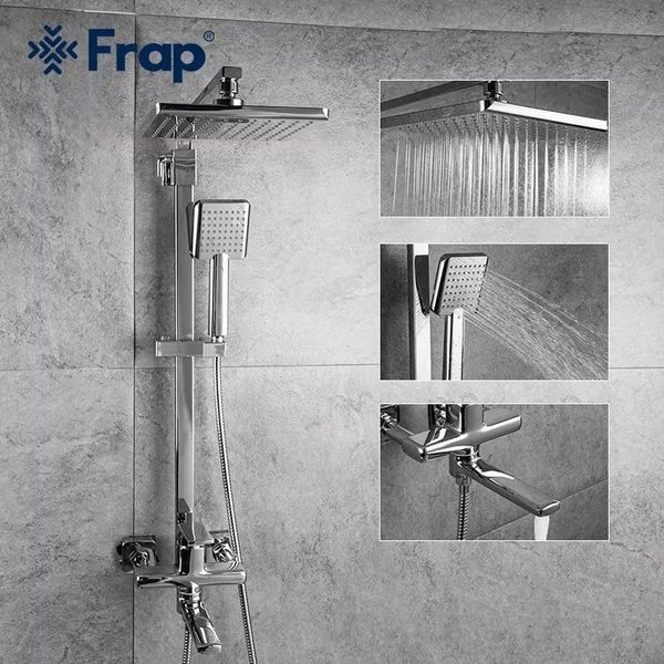 Душева система Frap F2460, поворотний вилив - перемикач на лійку/душ, 1 режим, хром F2460 фото