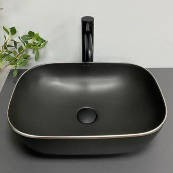 Умивальник (раковина) VBI RAVENNA BLACK MATT SILVER EDGE накладний VBI-011229 фото