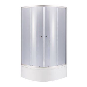 Душова кабіна Latwa SC90x90.SAT.HIGH.GR полукругла, скло тон 4 мм + Душовий піддон KAPIELKA ST90x90x41, з панеллю Lidz LLSC9090SATHIGHGR2SET фото