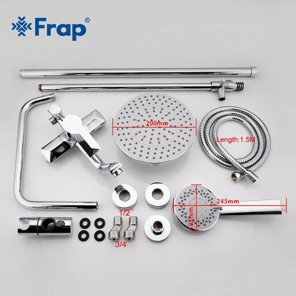 Душева система з верхнім душем Frap F2418, вилив, лійка 4 режими, хром F2418 фото