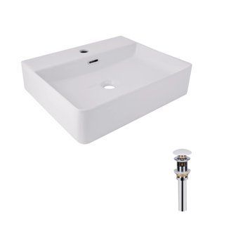 Комплект Qtap Nando LT: Раковина підвісна прамокутна 500х420х130 мм White + Донний клапан PU02O QT12112173SWN47323 фото