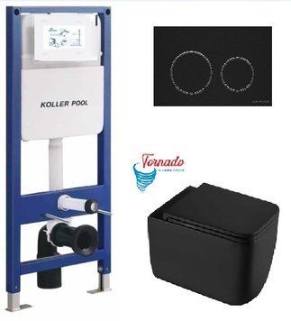 Інсталяція KollerPool AQUA LINE + TWIST Black панель змиву + підвісний унітаз KVADRO START Black matt з сидінням Soft-close ( змив Tornado ) 8e553906-2f12-11ef-bb6b-a0423f42a789 фото