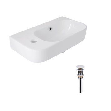 Комплект Qtap Tern: Раковина підвісна прамокутна ліва 450х250х158 мм White + Донний клапан PU02O QT17115117LWN47327 фото