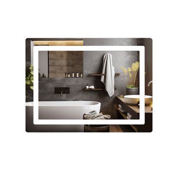 Дзеркало Lidz Kubis (KU2) 800х600 з LED-підсвічуванням Touch, з антизапотіванням, з димером, рег. яскравості LD78LF9048060 LD78LF9048060 фото
