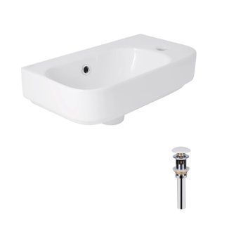 Комплект Qtap Tern: Раковина підвісна прамокутна права 450х250х158 мм White + Донний клапан PU02O QT17115117RWN47328 фото